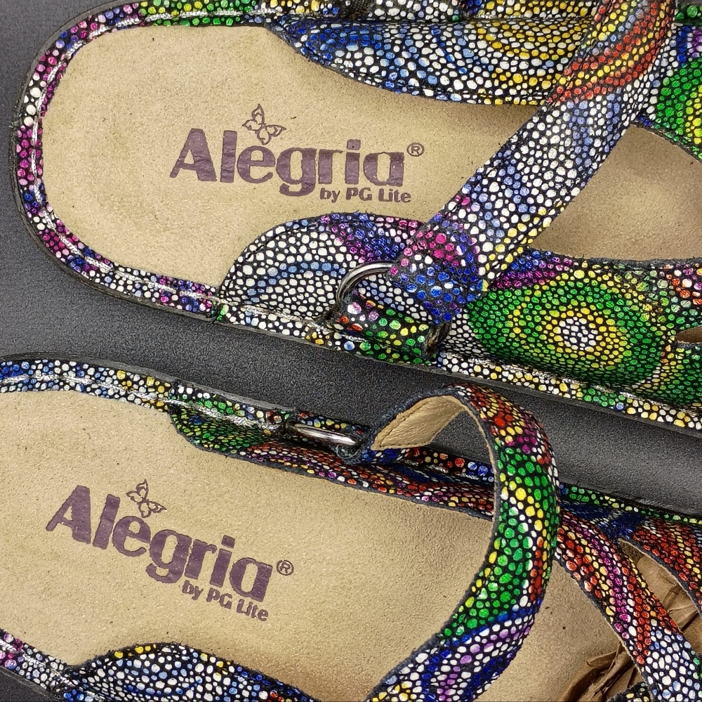 NEW Alegria Leather Slingback Mary Janes Color Freesia Rainbow Mosaic  38 - Picture 7 of 12